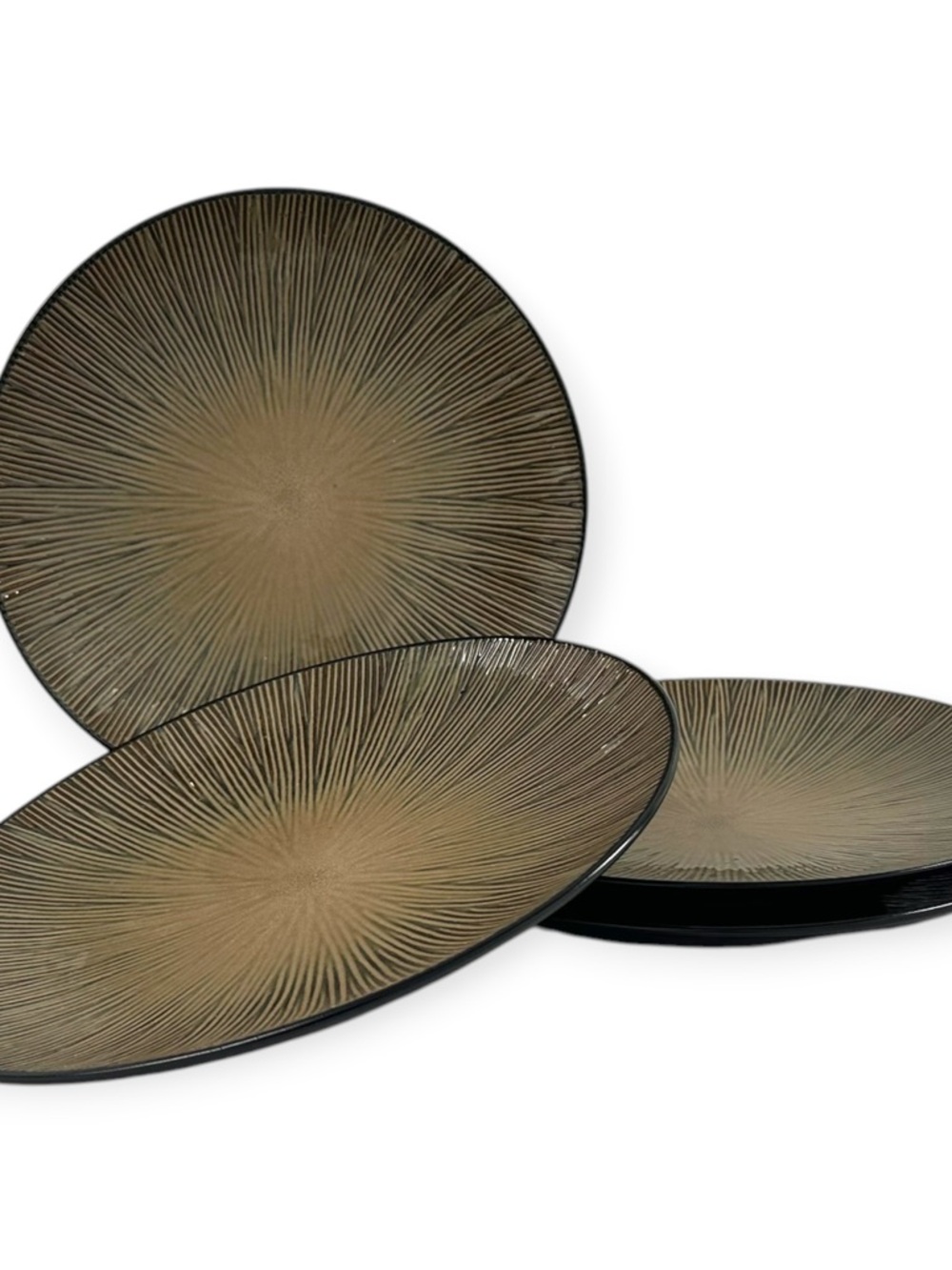 Home Trends Natural Serenity Dinner Plates 11. 3/4”  Tan Sunburst Set Of 4 - Picture 3 of 12